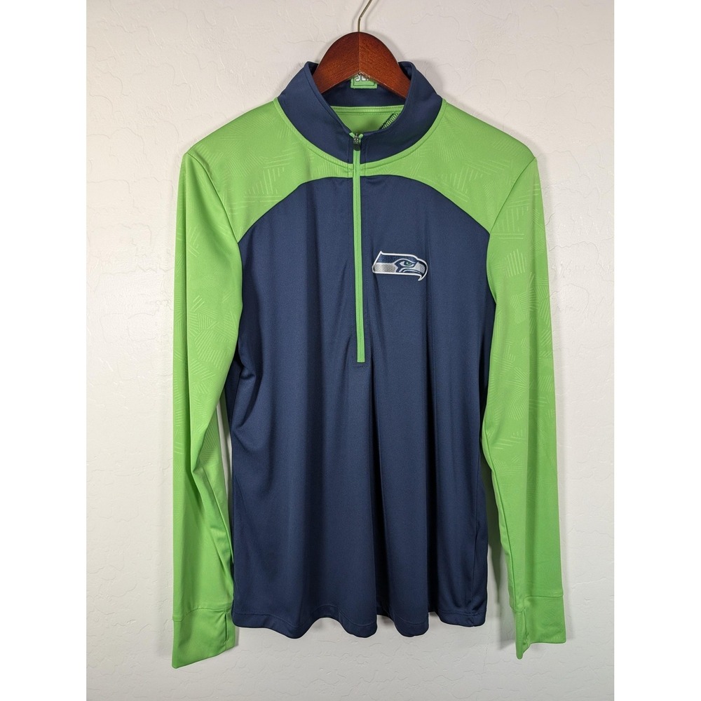 Seattle Seahawks Shirt Womens XL Blue Quarter Zip NFL Football Fanatics